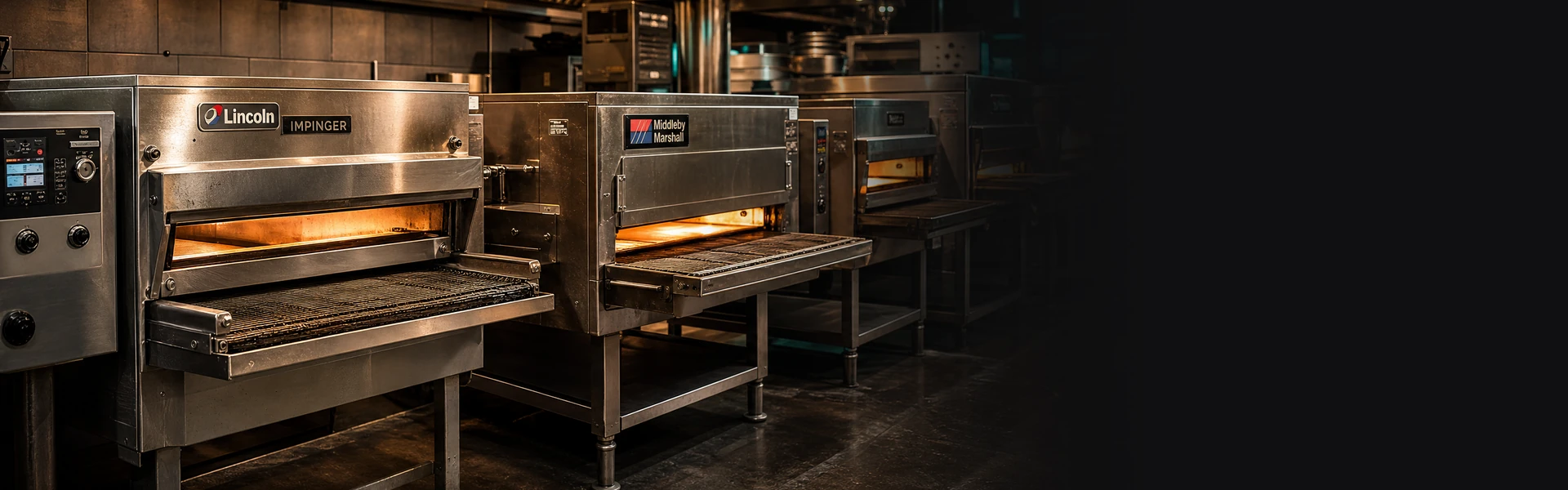 Pre-owned Lincoln and Middleby Marshall conveyor pizza ovens