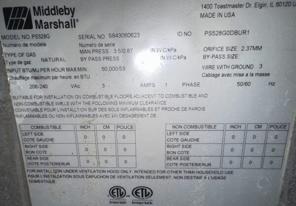 Middleby Marshall PS528g Natural Gas Conveyor Pizza Ovens - Image 8