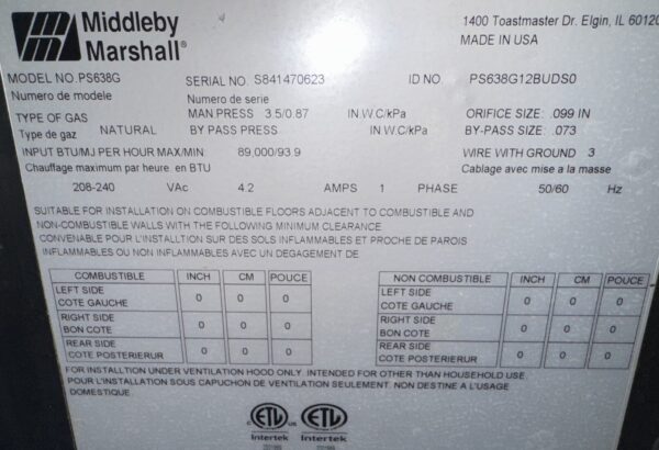 Middleby Marshall PS638g Wow! Nat. Gas Conveyor Pizza Ovens - Image 9